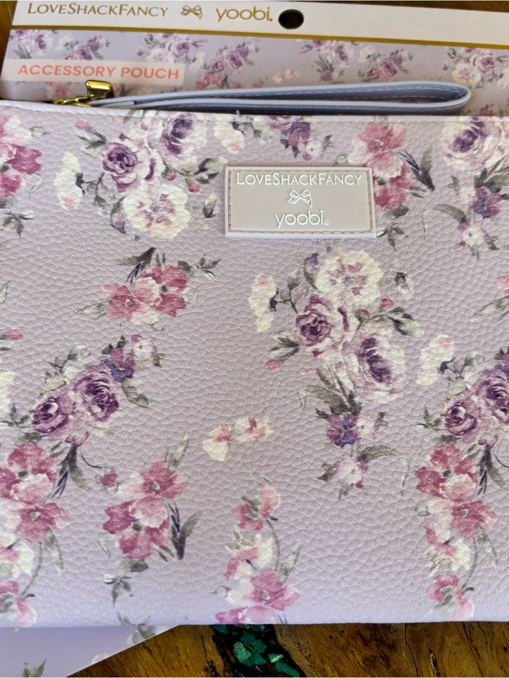 LoveShackFancy Lavender Floral Wristlet Pouch, notebook, pen bundle - Picture 1 of 3